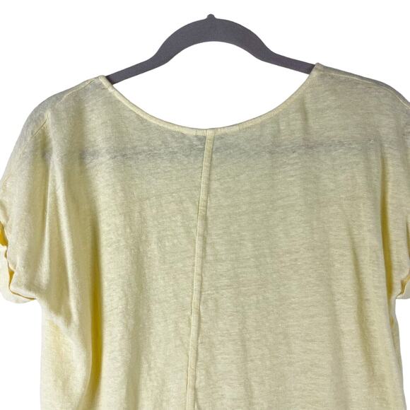 Whistles Top Womens Small Yellow Linen Short Sleeve Tee Casual Basic - Picture 8 of 10